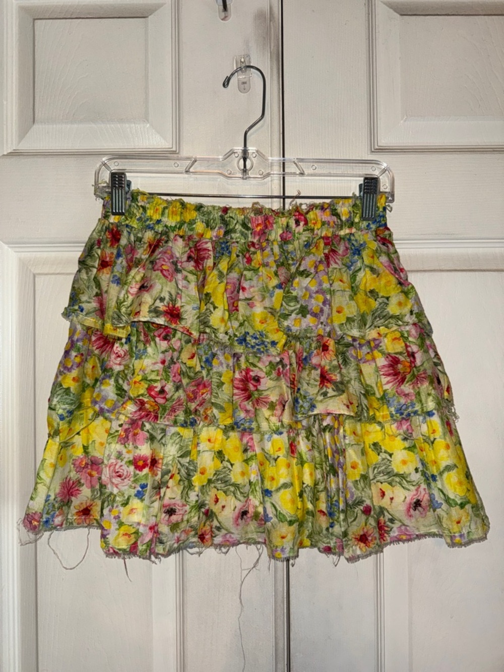 LoveShackFancy Brynlee Skirt In Rainbow Skies Floral Tiered Mini Skirt - Picture 5 of 6